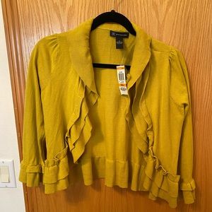 Nwt! Inc small mustard ruffled bolero/shrug